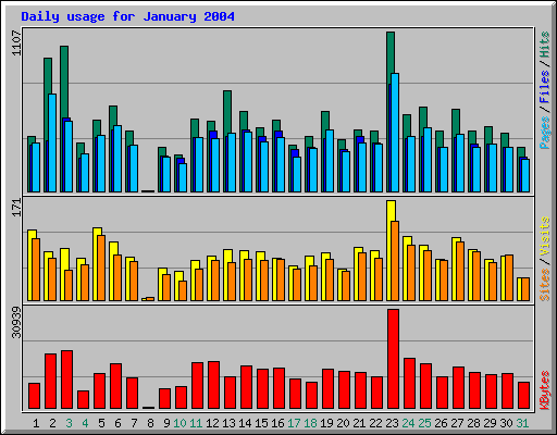 Daily usage for January 2004