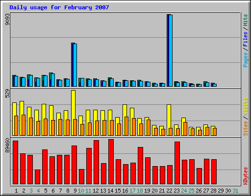 Daily usage for February 2007