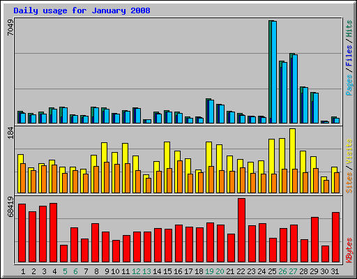 Daily usage for January 2008