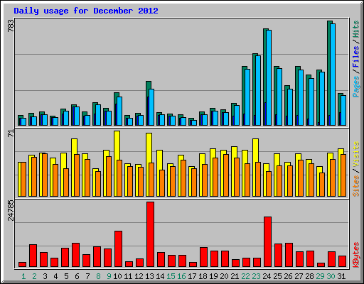 Daily usage for December 2012