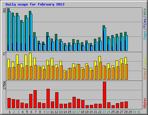 Daily usage for February 2013