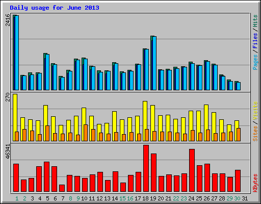 Daily usage for June 2013