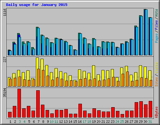 Daily usage for January 2015