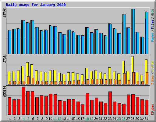 Daily usage for January 2020