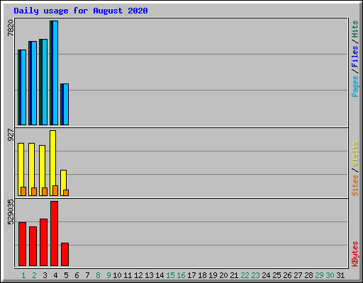 Daily usage for August 2020