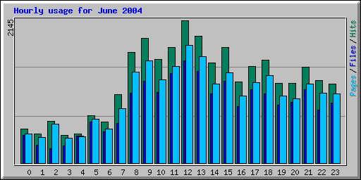 Hourly usage for June 2004