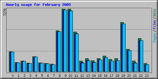 Hourly usage for February 2005