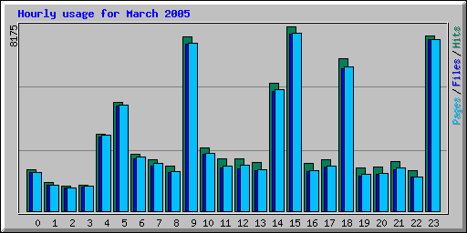 Hourly usage for March 2005