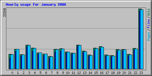 Hourly usage for January 2006