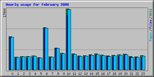 Hourly usage for February 2006