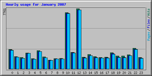 Hourly usage for January 2007