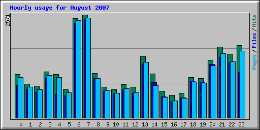 Hourly usage for August 2007