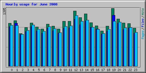 Hourly usage for June 2008