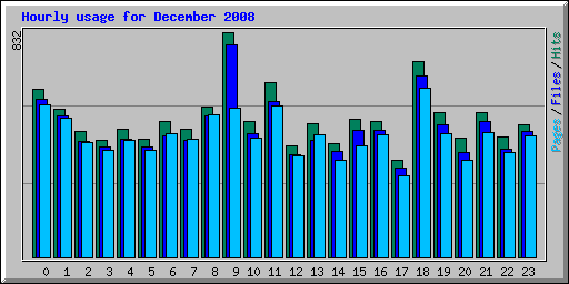 Hourly usage for December 2008