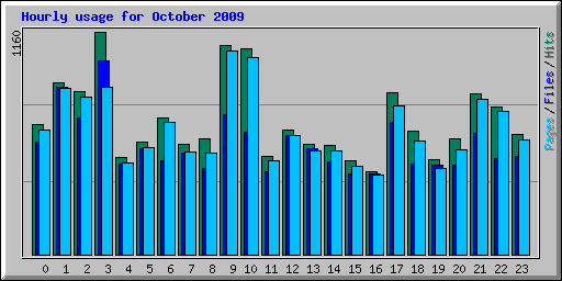 Hourly usage for October 2009