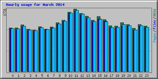 Hourly usage for March 2014