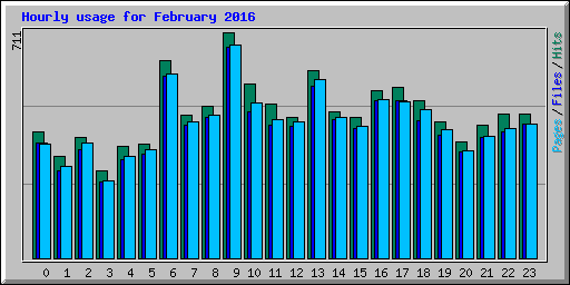 Hourly usage for February 2016