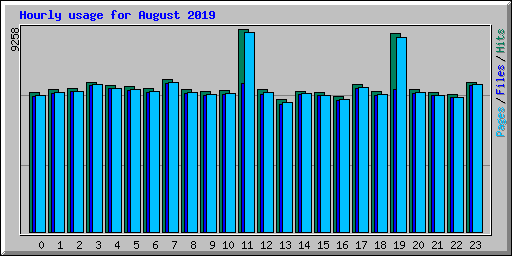 Hourly usage for August 2019